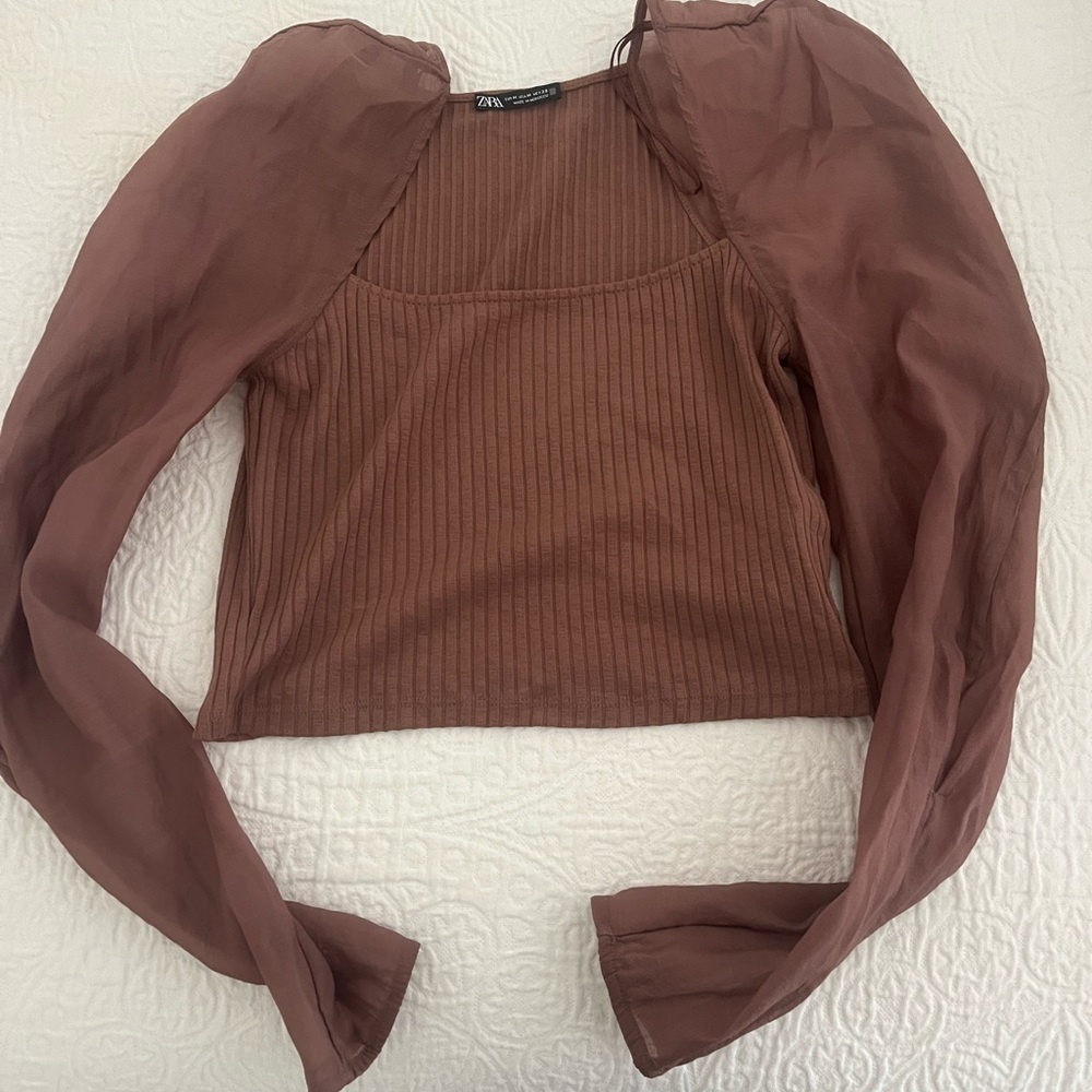 Zara long sleeve crop top